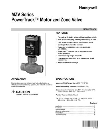 69-3099—01 - MZV Series PowerTrack Motorized Zone Valve